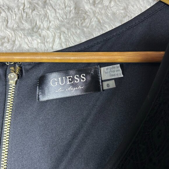Guess Los Angeles Women’s Size 0 Black Lace Dress with Gold Zipper Down Back - Picture 2 of 7